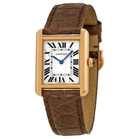 cartier watch brown leather|cartier watch leather strap ladies.